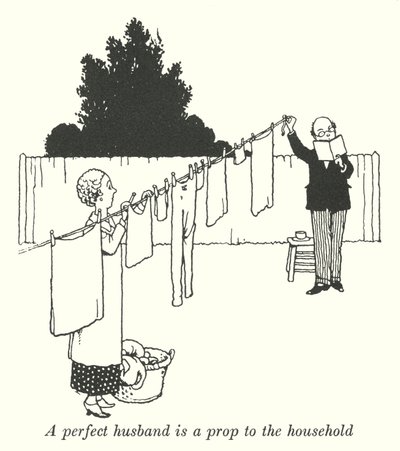 Um marido perfeito é um adereço para o lar (litho) de William Heath Robinson