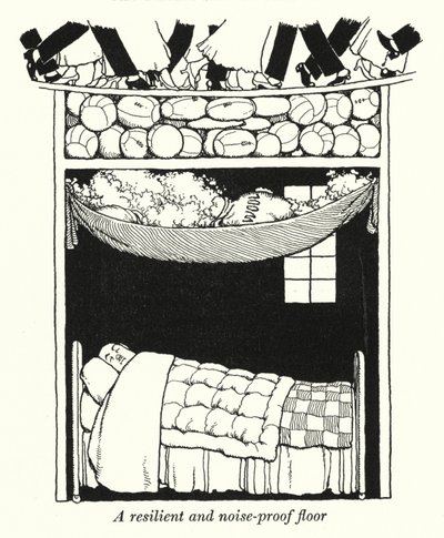 Um chão resistente e à prova de ruído (litho) de William Heath Robinson