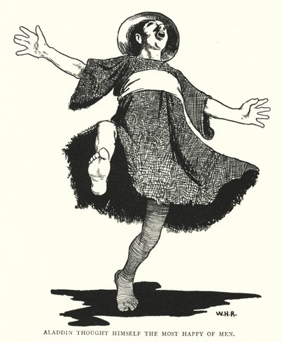 Aladino achava-se o mais feliz dos homens (gravura) de William Heath Robinson