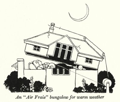 Um bangalô "Air Frais" para clima quente (litho) de William Heath Robinson
