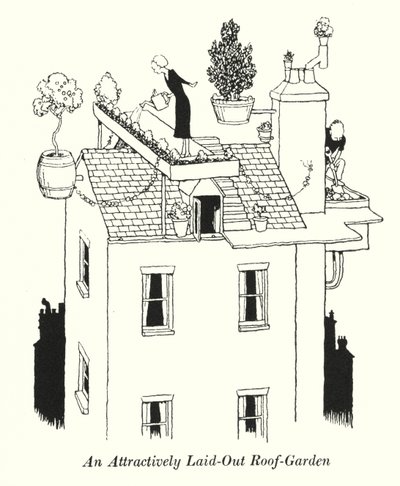 Um telhado de jardim atractivo (litho) de William Heath Robinson