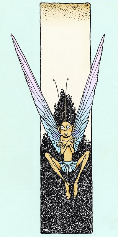 Um duende representado no Ato V de "Sonho para uma noite de verão" de William Shakespeare (1595), desenho de W. Heat Robinson, Edição Ilustrada de 1914, Constable. de William Heath Robinson