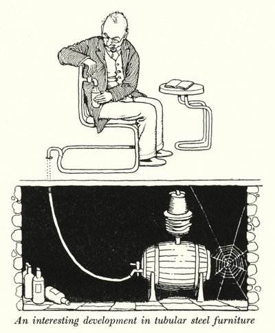Um desenvolvimento interessante em mobiliário tubular de aço (litho) de William Heath Robinson