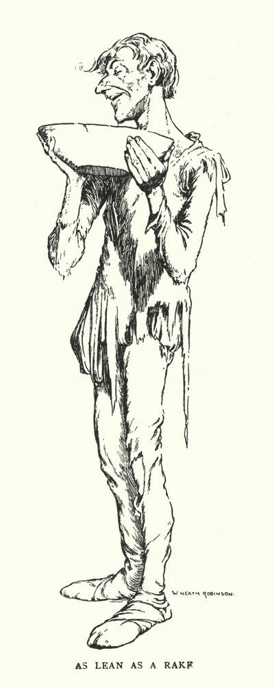 Tão magro como um ancinho (litho) de William Heath Robinson