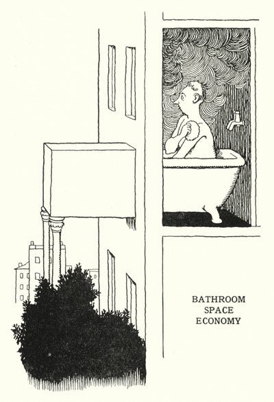 Economia do espaço de banho (litho) de William Heath Robinson