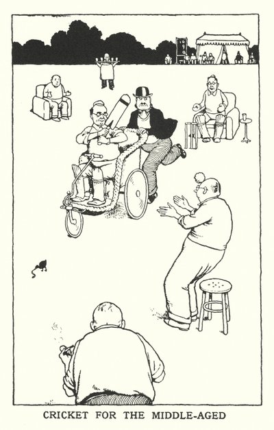 Críquete para o Idade Média (litho) de William Heath Robinson