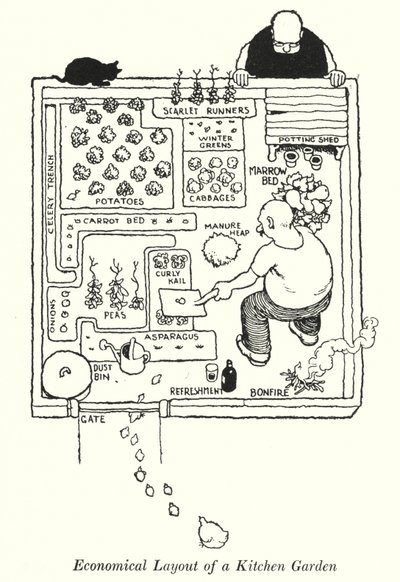 Arranjo Económico de um Jardim de Cozinha (litho) de William Heath Robinson