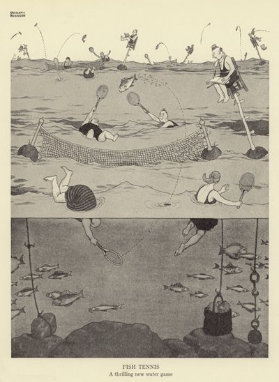 Fish Tennis, um novo jogo emocionante da água de William Heath Robinson