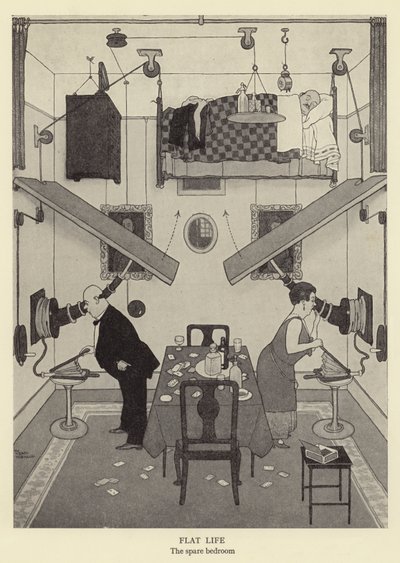 Vida plana, o litro do quarto de reposição de William Heath Robinson