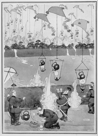 Ataque Chaleira Voadora, de Algumas Imagens de Guerra, 1915 (versão impressa) de William Heath Robinson