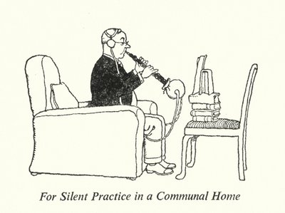 Para a prática silenciosa em uma casa comunal (litho) de William Heath Robinson