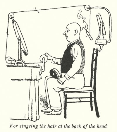 Para a queda do cabelo na parte de trás da cabeça (litho) de William Heath Robinson