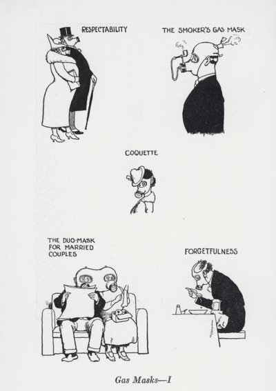 Máscaras de gás - I (litho) de William Heath Robinson