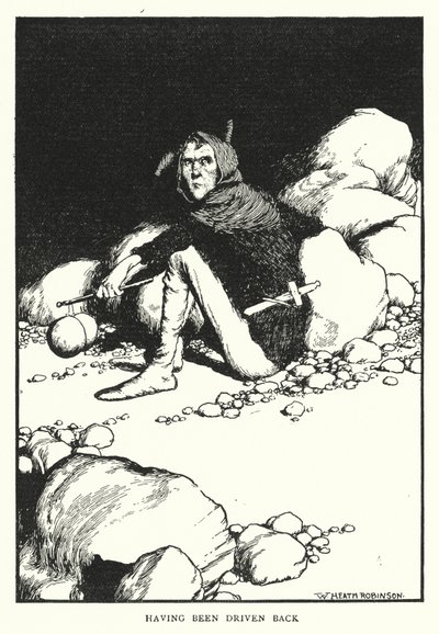 Tendo sido conduzido de volta (litho) de William Heath Robinson