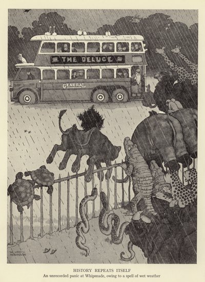 A história se repete, um pânico não registrado no Whipsnade, devido a um período de tempo úmido de William Heath Robinson