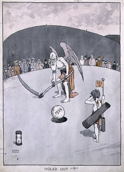 "Holed Out", uma ilustração de "The Bystander". de William Heath Robinson