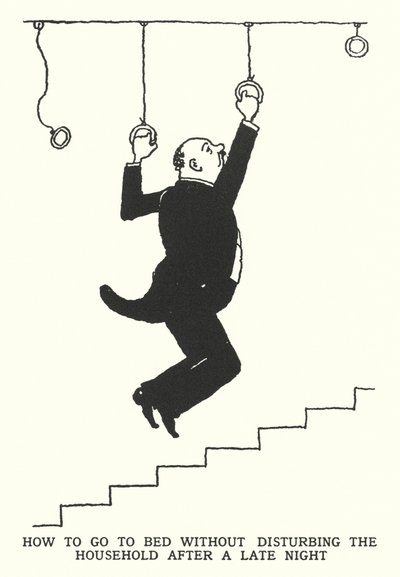 Como Ir para a Cama sem Perturbar a Casa depois de uma Noite Feliz (litho) de William Heath Robinson
