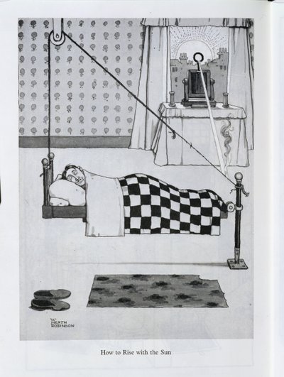 Como subir com o sol, ilustração de &39;invenções&39; de William Heath Robinson
