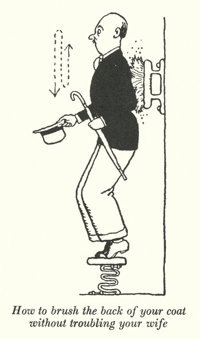Como escovar as costas do seu casaco sem incomodar a sua mulher (litho) de William Heath Robinson