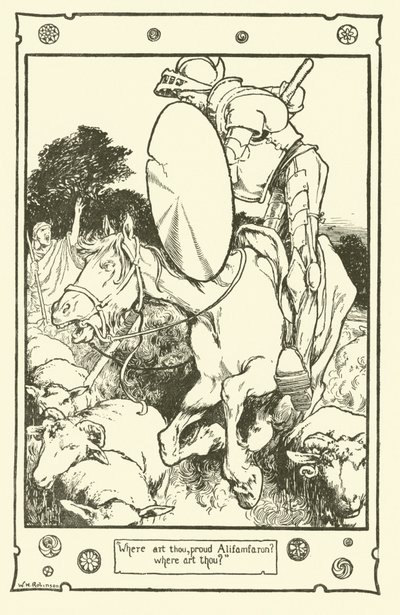 Ilustração para Dom Quixote (litho) de William Heath Robinson