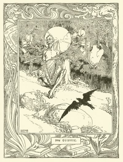 Ilustração para Dom Quixote (litho) de William Heath Robinson