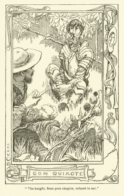 Ilustração para Dom Quixote (litho) de William Heath Robinson