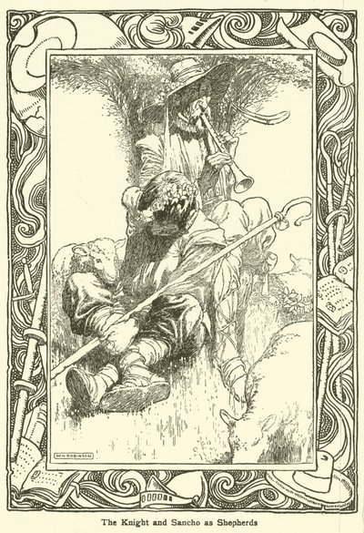 Ilustração para Dom Quixote (litho) de William Heath Robinson