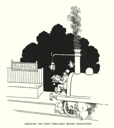 Ilustração para a Ribaldry Ferroviária de W Heath Robinson (litho) de William Heath Robinson