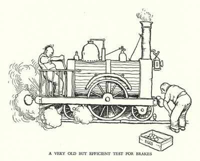 Ilustração para a Ribaldry Ferroviária de W Heath Robinson (litho) de William Heath Robinson