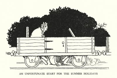 Ilustração para a Ribaldry Ferroviária de W Heath Robinson (litho) de William Heath Robinson
