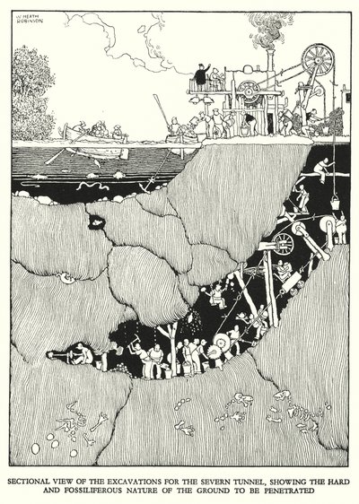 Ilustração para a Ribaldry Ferroviária de W Heath Robinson (litho) de William Heath Robinson