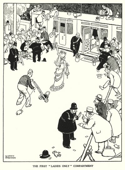 Ilustração para a Ribaldry Ferroviária de W Heath Robinson (litho) de William Heath Robinson