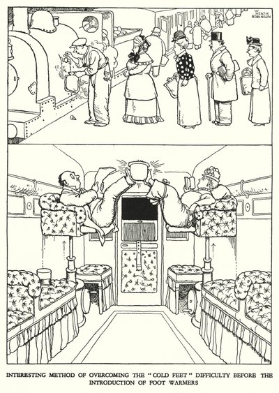 Ilustração para a Ribaldry Ferroviária de W Heath Robinson (litho) de William Heath Robinson