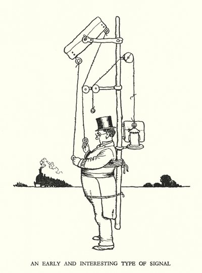 Ilustração para a Ribaldry Ferroviária de W Heath Robinson (litho) de William Heath Robinson