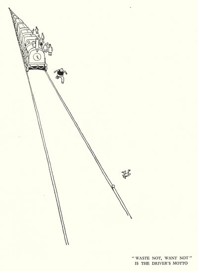 Ilustração para a Ribaldry Ferroviária de W Heath Robinson (litho) de William Heath Robinson