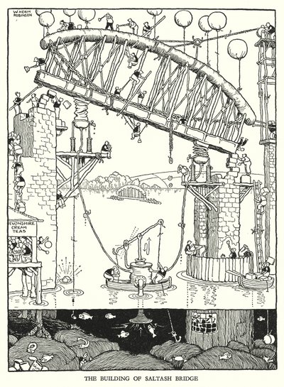 Ilustração para a Ribaldry Ferroviária de W Heath Robinson (litho) de William Heath Robinson