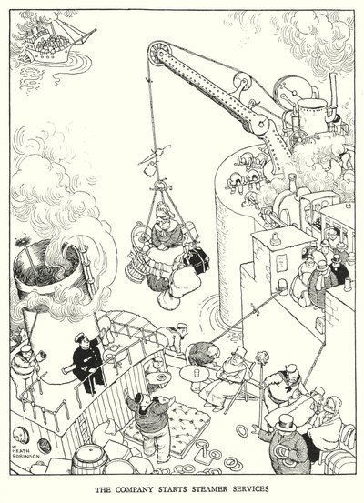 Ilustração para a Ribaldry Ferroviária de W Heath Robinson (litho) de William Heath Robinson