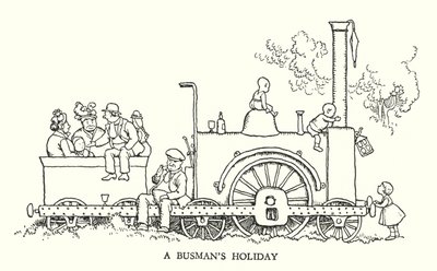 Ilustração para a Ribaldry Ferroviária de W Heath Robinson (litho) de William Heath Robinson