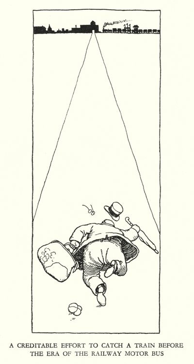Ilustração para a Ribaldry Ferroviária de W Heath Robinson (litho) de William Heath Robinson