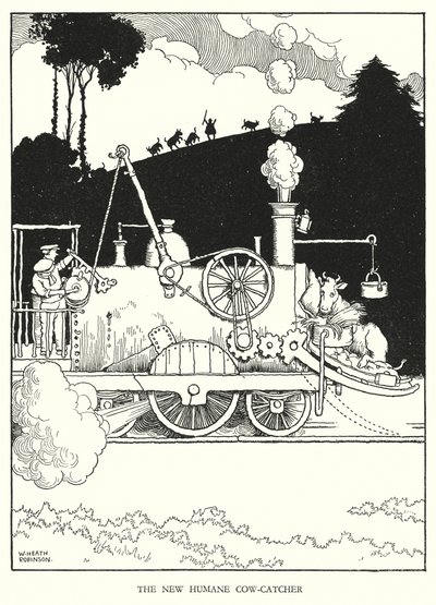 Ilustração para a Ribaldry Ferroviária de W Heath Robinson (litho) de William Heath Robinson