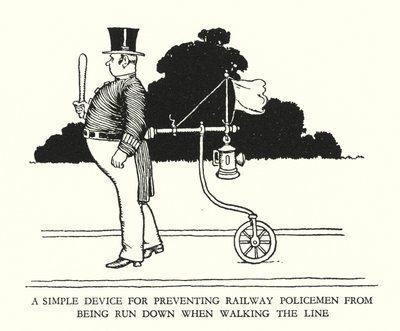Ilustração para a Ribaldry Ferroviária de W Heath Robinson (litho) de William Heath Robinson