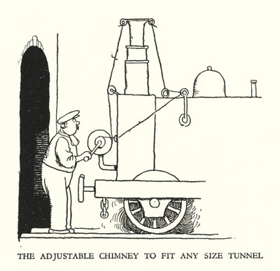 Ilustração para a Ribaldry Ferroviária de W Heath Robinson (litho) de William Heath Robinson