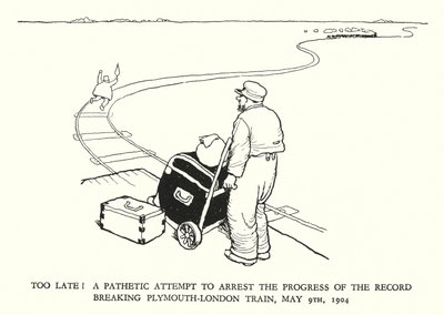 Ilustração para a Ribaldry Ferroviária de W Heath Robinson (litho) de William Heath Robinson
