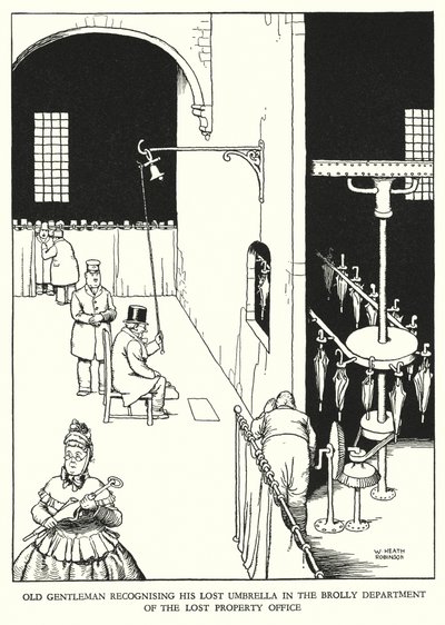 Ilustração para a Ribaldry Ferroviária de W Heath Robinson (litho) de William Heath Robinson