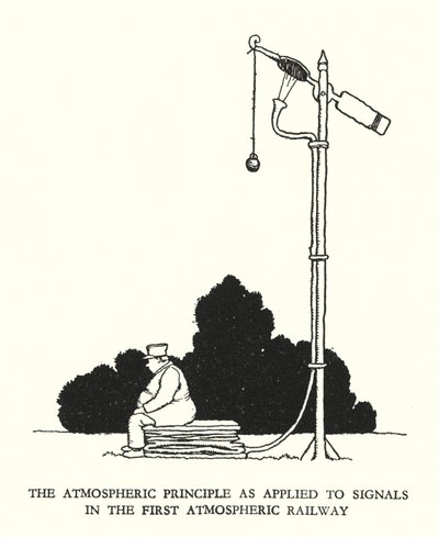 Ilustração para a Ribaldry Ferroviária de W Heath Robinson (litho) de William Heath Robinson