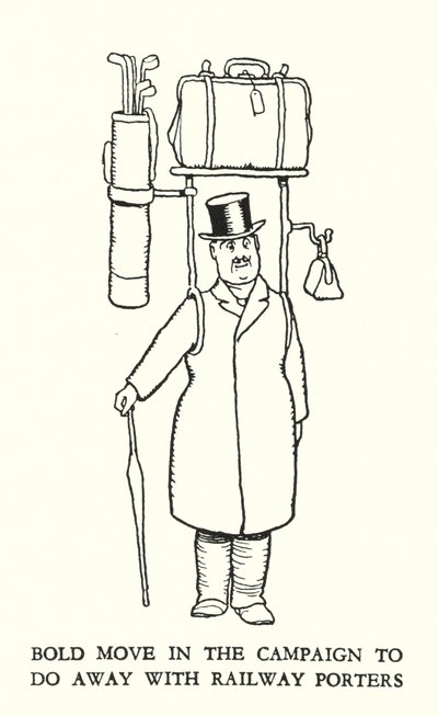 Ilustração para a Ribaldry Ferroviária de W Heath Robinson (litho) de William Heath Robinson