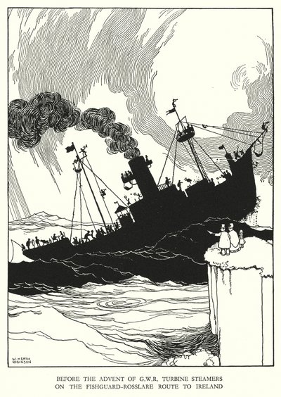 Ilustração para a Ribaldry Ferroviária de W Heath Robinson (litho) de William Heath Robinson