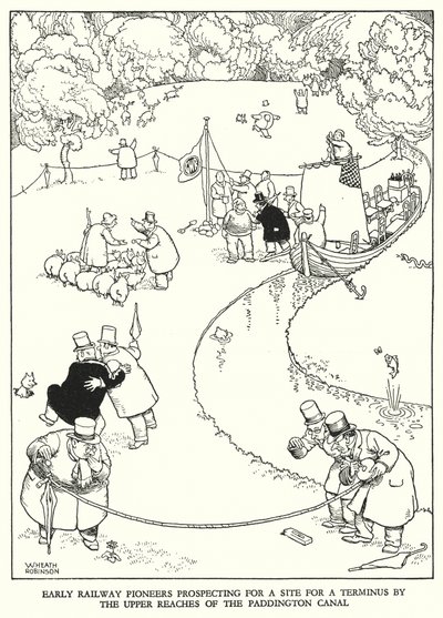 Ilustração para a Ribaldry Ferroviária de W Heath Robinson (litho) de William Heath Robinson