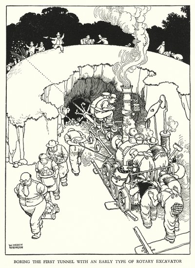Ilustração para a Ribaldry Ferroviária de W Heath Robinson (litho) de William Heath Robinson