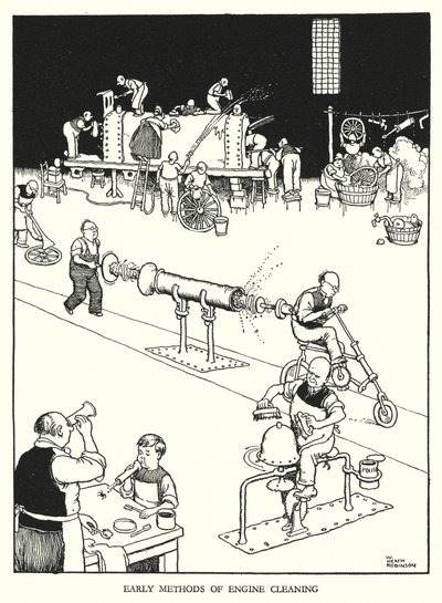 Ilustração para a Ribaldry Ferroviária de W Heath Robinson (litho) de William Heath Robinson